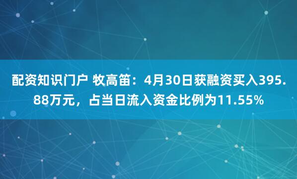 配资知识门户 牧高笛：4月30日获融资买入395.88万元，占当日流入资金比例为11.55%